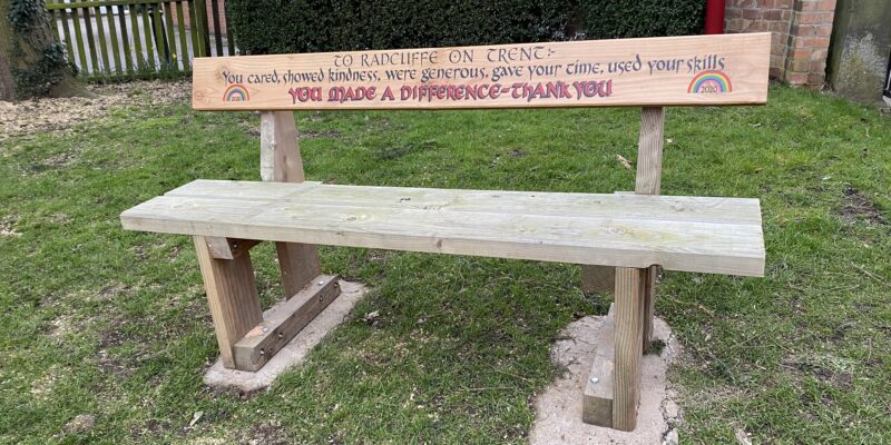 2020 Radcliffe on Trent Bench in Grange Grounds for Covid-19 Response