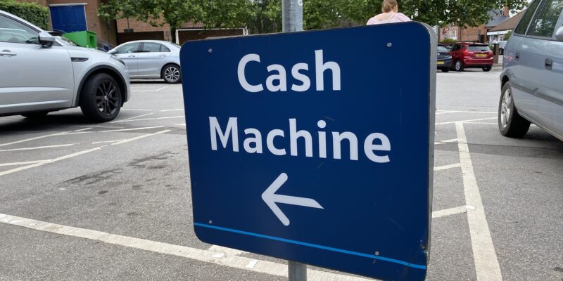 Cash Machine Sign at Tesco Express Radcliffe on Trent
