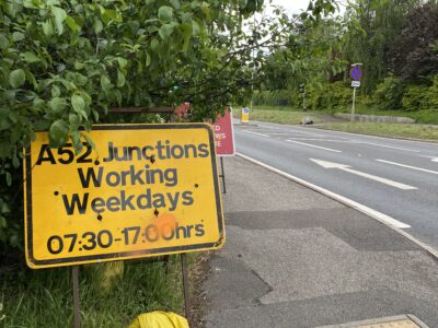 Racliffe on Trent A52 Junction Rozdworks Sign - RadcliffeOnTrent.co