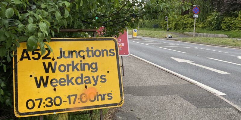 Racliffe on Trent A52 Junction Rozdworks Sign - RadcliffeOnTrent.co