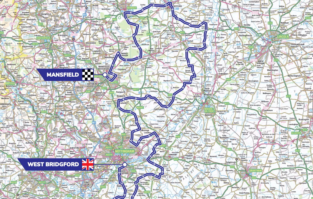 Nottinghamshire Route of Tour of Britain 2022