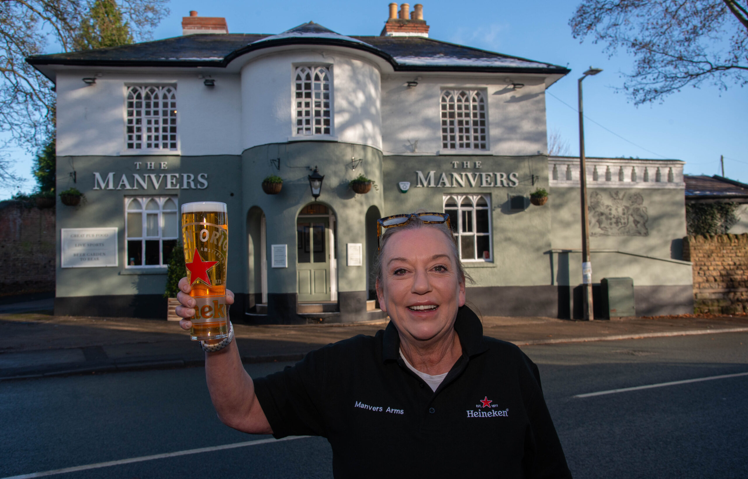 Shirleyann Mould, the new licensee, outside The Manvers