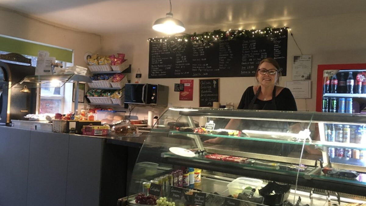 Julie inside Snack Stop in Radcliffe on Trent