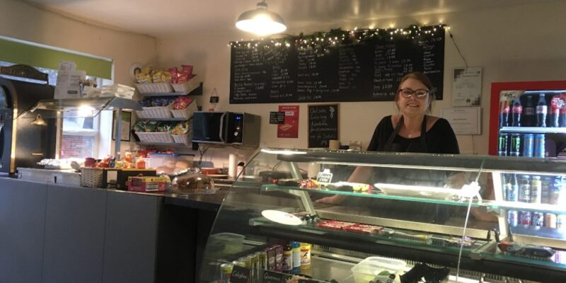 Julie inside Snack Stop in Radcliffe on Trent