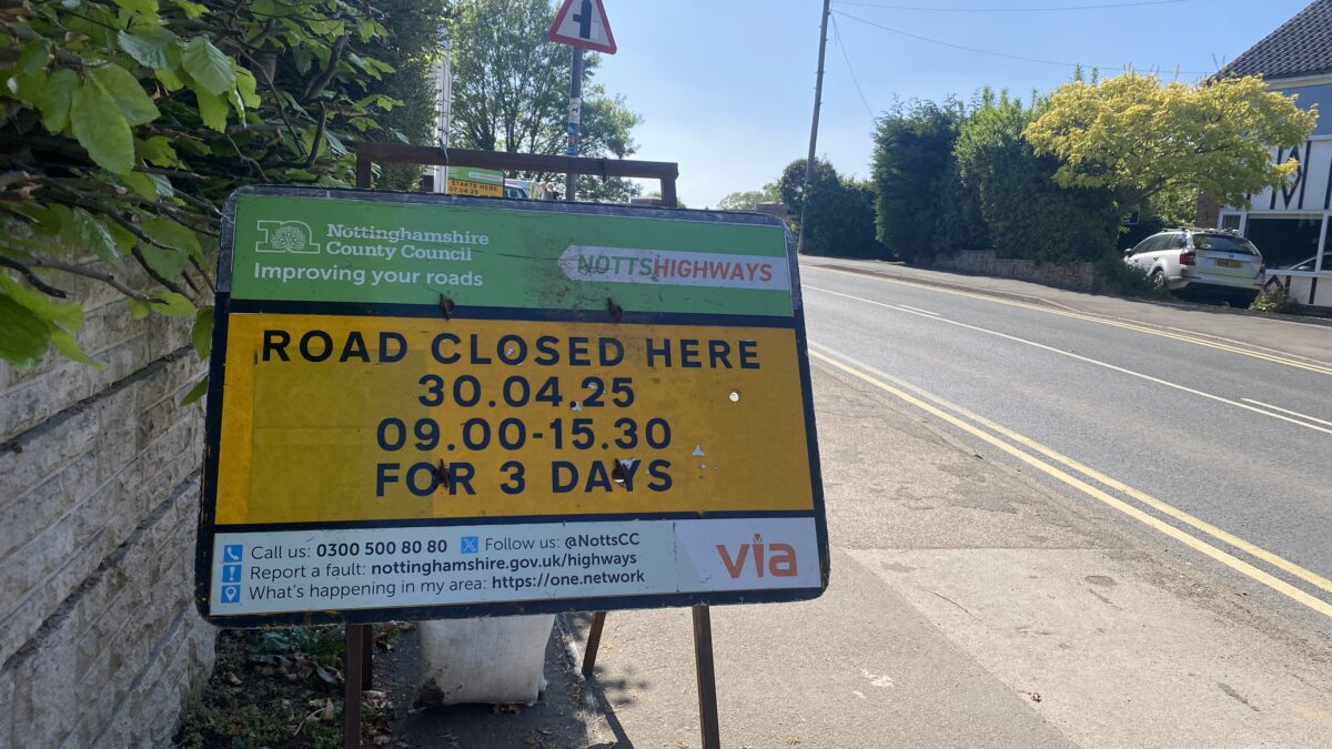 Shelford Road Closure - April 2025 - Radcliffe on Trent