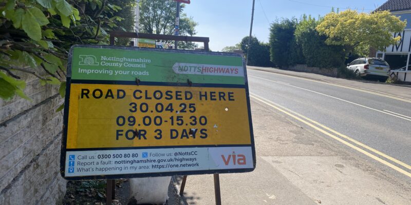 Shelford Road Closure - April 2025 - Radcliffe on Trent